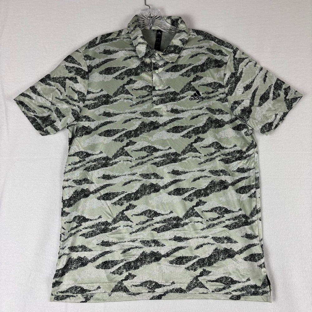 Adidas, Polo, Camo, black Gray White, Size L Athletic Shirt